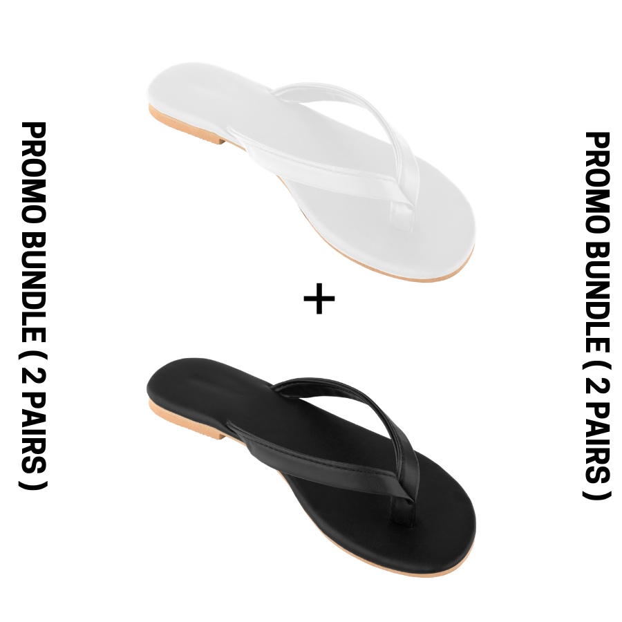 2 PAIRS URBANA SANDALS BLACK + WHITE BUNDLE