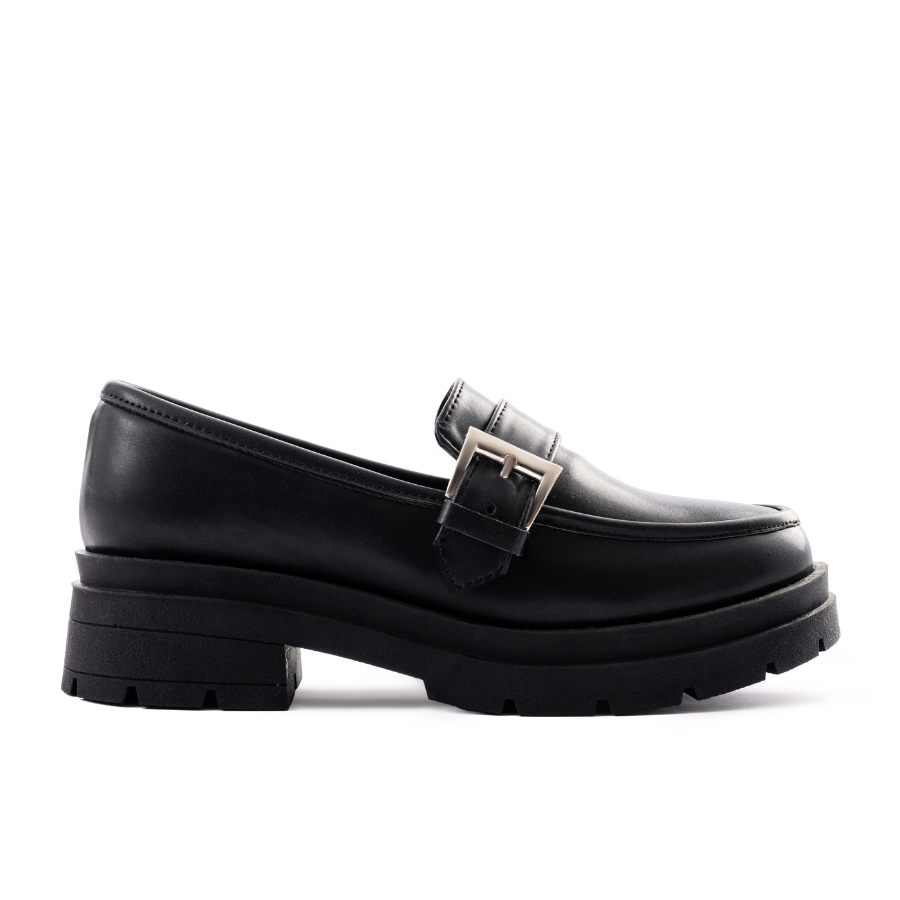 MASSIVO BUCKLED BLACK LOAFERS